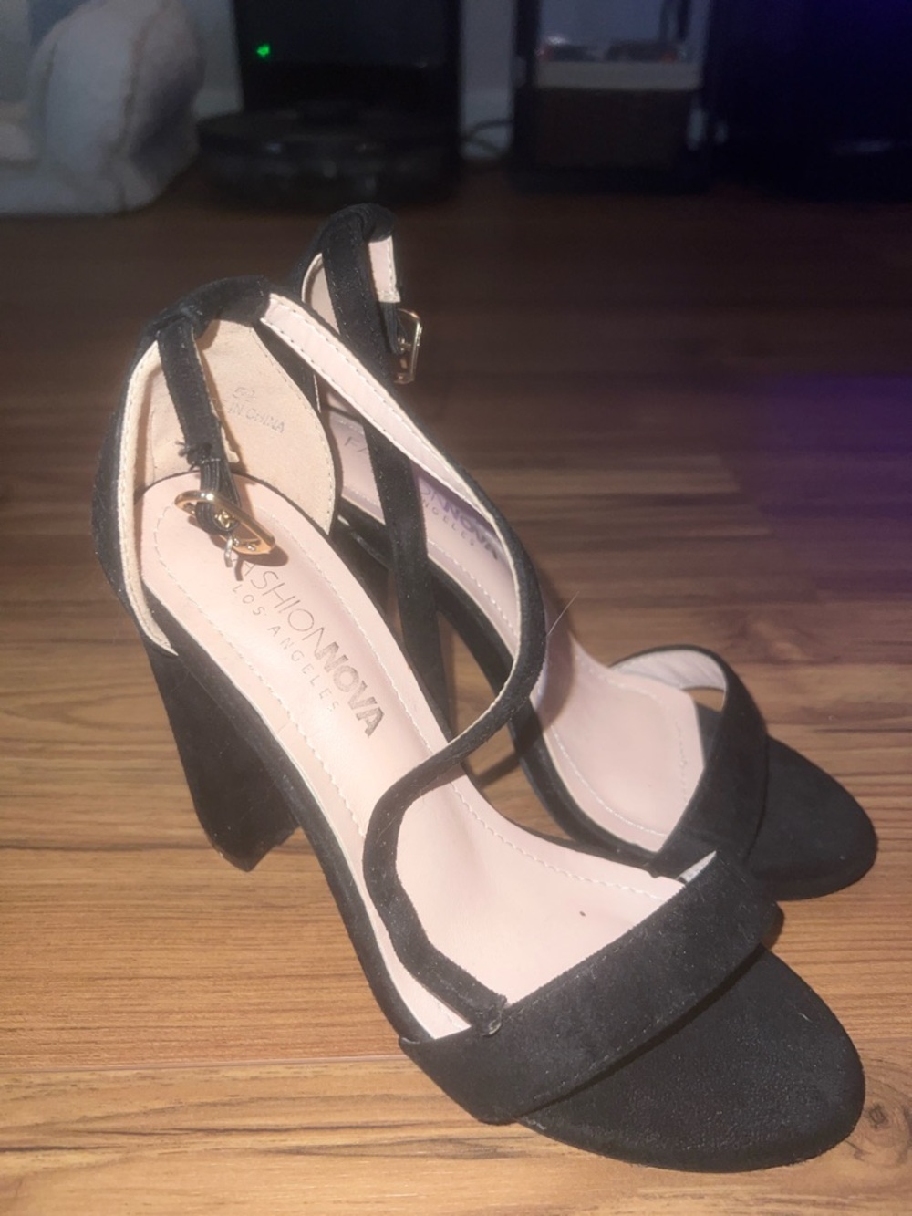 Fashion Nova Black Strappy Block Heel Sandals